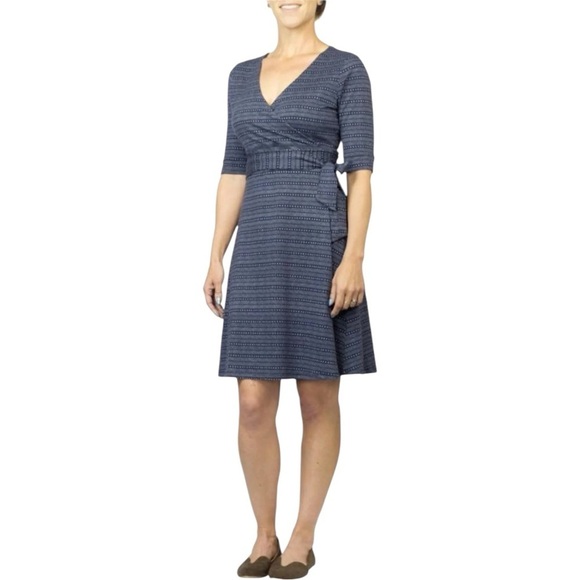 EUC - Toad & Co Cue Wrap Dress - Size XL - deep navy dot - Picture 1 of 4